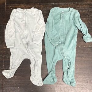Cloud Island Kids Footies - Light Gray and Teal